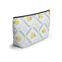 Lemon Tile Accessory Pouch w T-bottom in Aqua
